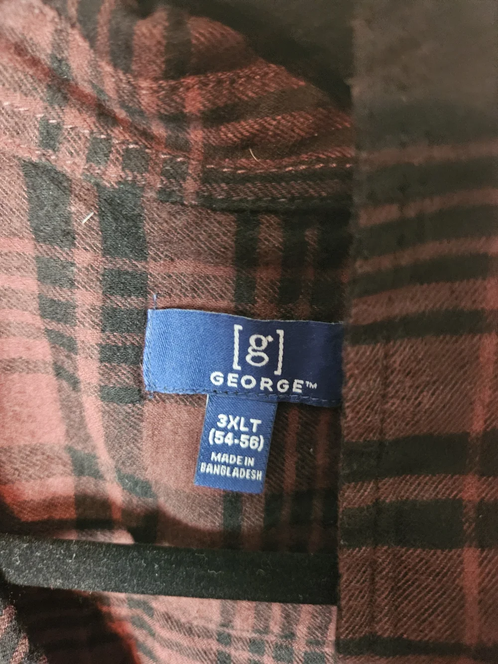 George Men's Burgundy and Black Plaid Shirt Jacket